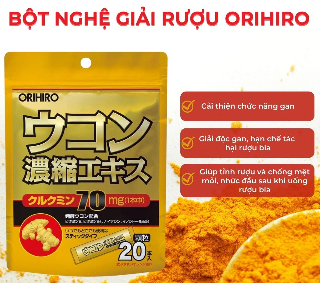 Cách sử dụng bột nghệ giải rượu Orihiro Nhật Bản Cách sử dụng bột nghệ giải rượu Orihiro Nhật Bản