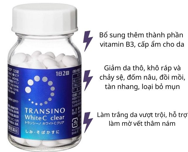 Công dụng của viên uống trị nám Transino 240 viên Nhật Bản