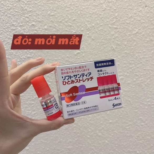 Nước nhỏ mắt nhân tạo Santen Soft Santear Nhật Bản màu đỏ Nước nhỏ mắt nhân tạo Santen Soft Santear Nhật Bản màu đỏ