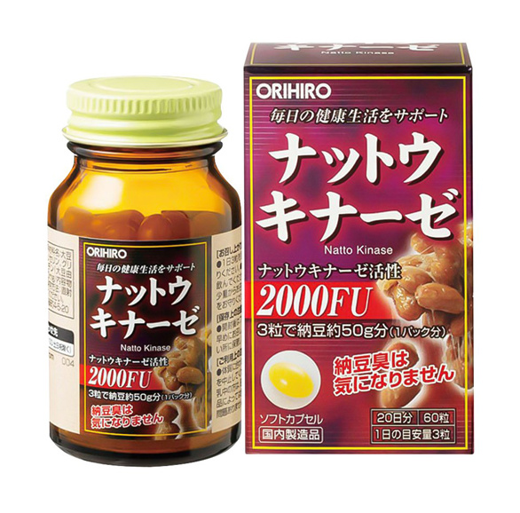 Thành phần của viên uống chống đột quỵ Nattokinase 2000FU Orihiro Nhật Bản