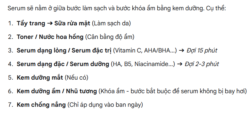 Vị trí của Serum trong toàn bộ quy trình Skincare Vị trí của Serum trong toàn bộ quy trình Skincare